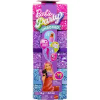 Barbie Party Unboxed Glam Party Serie rote glitzernde Puppe und Accessoires mit 10 Überraschungen, Modepuppe, Weiblich, 3 Jahr(e), Mädchen, 296 mm, 280 g