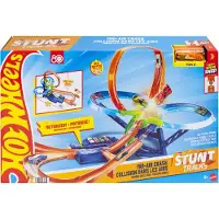 Hot Wheels Action Stunttrack Unendliche Crash- Spielset mit Die-Cast-Spielzeugauto im Maßstab 1:64 und batteriebetriebenem Beschleuniger, Fahrzeug- & Schienen-Set, 5 Jahr(e), D, Kunststoff, Mehrfarbig