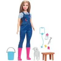 Barbie -Karrierepuppe Hoftierärztin zum 65. Jubiläum und 10 Zubehörteile, darunter ein Lamm mit bewegbaren Ohren, Modepuppe, Weiblich, 3 Jahr(e), Mädchen, 288 mm, 40 g