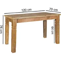 Wohnling Esszimmertisch WL5.078 Braun 120 x 76 x 70 cm Mango Massivholz Landhaus Esstisch Massiv Tisch für Esszimmer rechteckig Küchentisch für 4-6