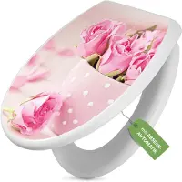 Banjado Toilettendeckel weiß mit Absenkautomatik und Motiv Tasse Voll Rosen [TDW 12338]