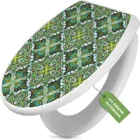 Banjado Toilettendeckel weiß mit Absenkautomatik und Motiv Grünes Muster [TDW 10796]