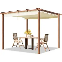 TOOLPORT PRIMEYARD Pergola 3x3 m Terrassenüberdachung mit Schiebedach Stahlrahmen in Holzoptik
