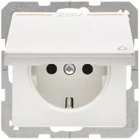 Berker Steckdose SCHUKO mit Klappdeckel u. Aufdruck ZSV orange, Q.1/Q.3 polarweiss samt