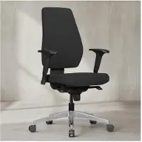 KADIMA DESIGN Bürostuhl DARIUS mit Stoff-Bezug in Schwarz, Design Schreibtisch-Stuhl mit Synchromechanik & Armlehnen, Drehstuhl Drehsessel ergonomisch 120 kg