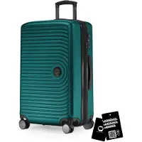 Hauptstadtkoffer Mitte - mittelgroßer Koffer + digitaler Namensschild, erweiterbarer Reisekoffer Check-In Gepäck Rollkoffer 90L Gurtmaß 158 cm Doppelrollen Trolley TSA,Türkis
