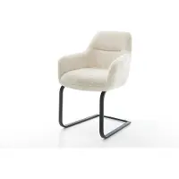 DELIFE Freischwinger Pejo-Flex Plüsch Creme-Weiß Freischwinger flach Schwarz Taschenfederkern