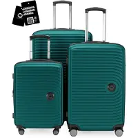 Hauptstadtkoffer MITTE - Gepäck-Set 3 Koffergrößen + digitaler Namensschild Gepäckanhänger, Reisetrolleys mit XL Erweiterung Kofferset Aufgabegepäck ,Türkis