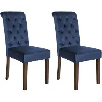 CLP 2er Set Esszimmerstühle Lisburn Mit Lehne im Chesterfield Design blau Material Samt