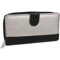 StyleBREAKER Damen Geldbörse im 2-Tone Metallic Look mit Reißverschluss und Druckknopf – Portemonnaie mit viel Stauraum 02040082