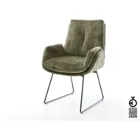 DELIFE Esszimmerstuhl Clea-Flex Chenille Olive Kufengestell Schwarz