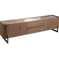 ANGEL CERDA SL Angel Cerdá TV-Ständer aus Nussbaum und dunklem metallisiertem Stahl mit Porzellanmarmorplatte 3250