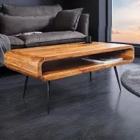 LEBENSwohnART Puristischer Massivholz Couchtisch ALINO 90cm natural