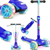 Kidiz Roller X-Pro2 Dreiradscooter faltbar, PolyurethanLED Räder, höhenverstellbar, für Kinder 3-12 Jahre