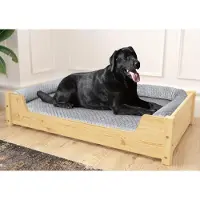 Erst-Holz Hundebett für große Hunde 100x60 Kiefer Tierbett V-30-32-K-100x60Rollrost inkl.