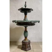 Casa Padrino Luxus Barock Bronze Springbrunnen Bronze / Türkis Ø 90 x H. 160 cm - Prunkvoller Barock Bronze Gartenbrunnen - Barockstil Gartendeko Bronze Brunnen - Barock Garten Deko Accessoires