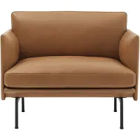 Muuto Outline Sessel Leder Gepolstert Cognac/Schwarze Basis