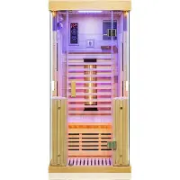 Dewello Infrarotkabine Infrarotsauna KINGSTON 90cm x 90cm inkl. 3 Vollspektrumstrahler, 4 Karbonstrahler, Farblicht,LED