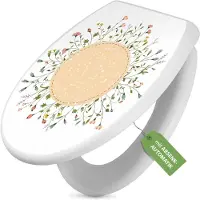 Banjado Toilettendeckel weiß mit Absenkautomatik und Motiv Hibiskus Kreis [TDW 10926]