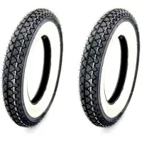 Kenda 2x Weißwand Reifen, Retro Look 3,00 x 10 Zoll, bis 150kg, 100km/h K333 4PR 42J TT für Roller