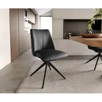 DELIFE Drehstuhl Elso-Flex Echt-Leder Schwarz Kreuzgestell breit Schwarz 360° drehbar Taschenfederkern