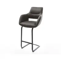 DELIFE Barstuhl Yago-Flex Mikrofaser Anthrazit Vintage Freischwinger flach Metall Schwarz Taschenfederkern