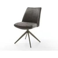 DELIFE Drehstuhl Elso-Flex Mikrofaser Anthrazit Vintage Kreuzgestell breit Effektfinish Titan 360° drehbar Taschenfederkern