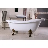Casa Padrino Freistehende Luxus Badewanne Jugendstil Roma Weiß/Altgold 1560mm - Barock Badezimmer - Retro Antik Badewanne