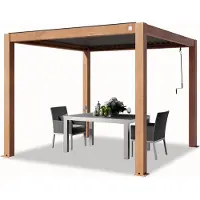 TOOLPORT PRIMEYARD Pergola 3x3 m Aluminium Pfosten in Holzoptik mit Lamellendach aus Aluminium