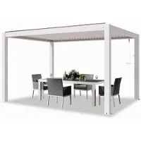 PRIMEYARD Pergola 3x4 m Aluminium Pfosten mit Lamellendach aus Aluminium weiße Terrassenüberdachung