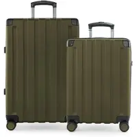 Hauptstadtkoffer Q-Damm - Koffer-Set Bordkoffer + mittelgroßer Reisekoffer mit Erweiterung, 2er Kofferset Hartschale, 4 Rollen, Check-Im Luggage, TSA,Avocado