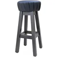 Casa Padrino Landhausstil Barhocker Schwarz / Dunkelbraun H. 80 cm - Gepolsteter Massivholz Barstuhl