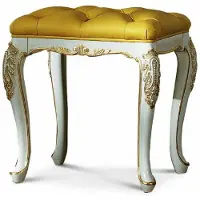 Casa Padrino Luxus Barock Leder Hocker Elfenbein / Gold H. 44 cm - Made in Italy