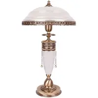 Casa Padrino Luxus Barock Tischleuchte Messing mit Patina / Weiß H. 53 cm