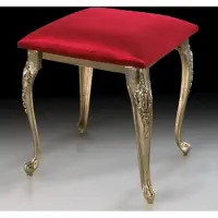 Casa Padrino Luxus Barock Bronze Hocker Bordeauxrot / Gold H. 42 cm - Barock Möbel