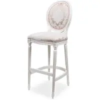 Casa Padrino Luxus Barock Barstuhl Rosa / Weiß - Barockstil Barhocker mit elegantem Muster - Luxus Bar Möbel im Barockstil - Edel & Prunkvoll