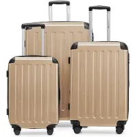 Hauptstadtkoffer - Alex - Koffer-Set 3-teilig, Rollkoffer Trolleys 4 Rollen mit Erweiterung, Handgepäck und Check-In Gepäck für jede Reiseart, TSA,Champagner
