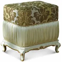 Casa Padrino Luxus Barock Hocker Grün / Elfenbein / Gold H. 48 cm - Made in Italy