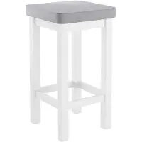 Erst-Holz Holzhocker Barhocker mit verschiedenen Polsterfarben 60 cm hoch Kiefer weiß V-90.71-44WP