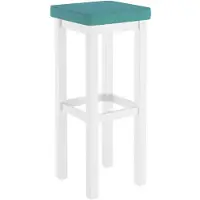 Erst-Holz Klassischer Barhocker mit verschiedenen Polsterfarben 80 cm hoch Kiefer weiß V-90.71-45WP