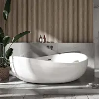 NEXTREND - GmbH Freistehende Badewanne WAVE - Acryl - Weiß - 180 x 115 x 68 cm - Oberfläche wählbar, Farbe:Weiß glänzend