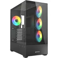 Sharkoon AK6 RGB, PC, Schwarz, ATX, micro ATX, Mini-ATX, Gehärtetes Glas, Multi, Rücken, Seite
