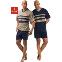 Le jogger Pyjama Packung, 4 tlg. Schlafanzug mit kontrastfarbigen Einsätzen vorn