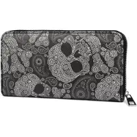 StyleBREAKER Damen Geldbörse mit Totenkopf Paisley Print, Reißverschluss, Portemonnaie 02040118