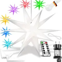 Kesser Leuchtstern 3D, LED Weihnachtsstern mit Timer für innen und außen, Adventsstern Beleuchtet hängend Stern + Warmweiß Licht