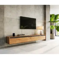 DELIFE Design-Lowboard Stonegrace 240 cm Akazie Natur Schiefer 4 Türen schwebend