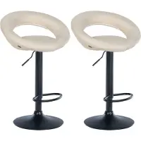 CLP 2er Set Barhocker Olinda Stoff drehbar und höhenverstellbar creme Gestell Farbe schwarz