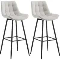 CLP 2er Set Barhocker Dartford | Farbe grau Material Samt