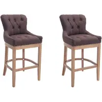CLP 2er Set Barhocker Lakewood Stoff gepolstert braun Gestell Farbe antik-hell