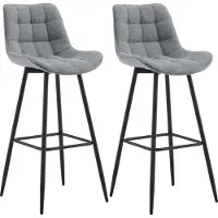 CLP 2er Set Barhocker Dartford | Farbe grau Material Stoff